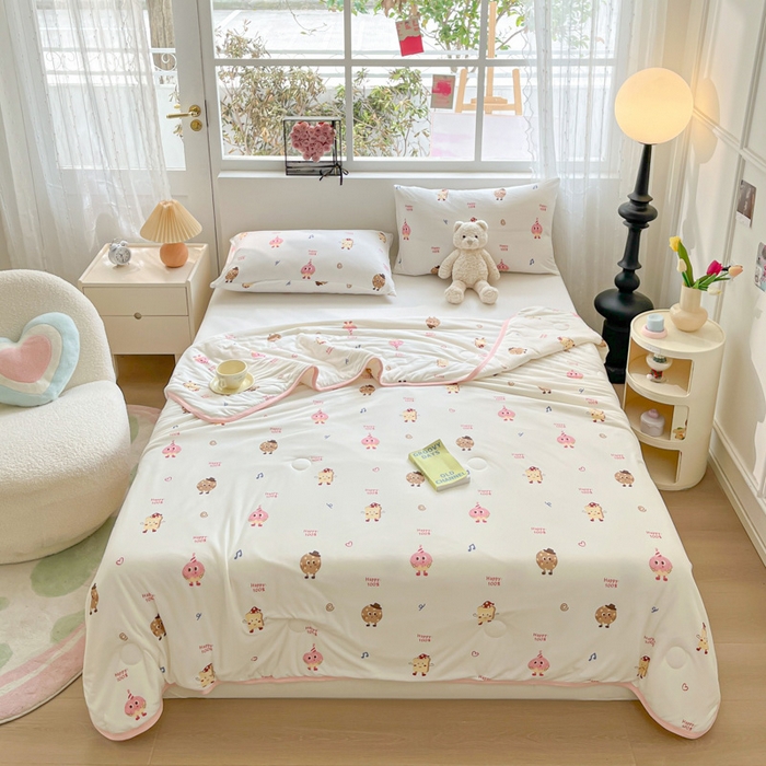 91家纺网 家纺一手货源 找家纺 葡萄家 2024新款A类母婴级大豆纤维牛奶丝针织棉夏凉被 甜甜圈