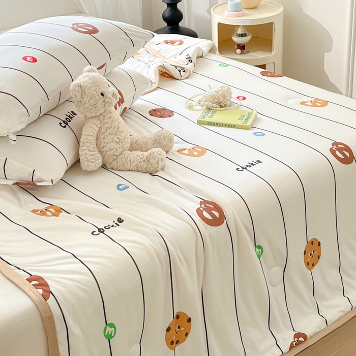 91家纺网 家纺一手货源 找家纺 葡萄家 2024新款A类母婴级大豆纤维牛奶丝针织棉夏凉被 曲奇饼干