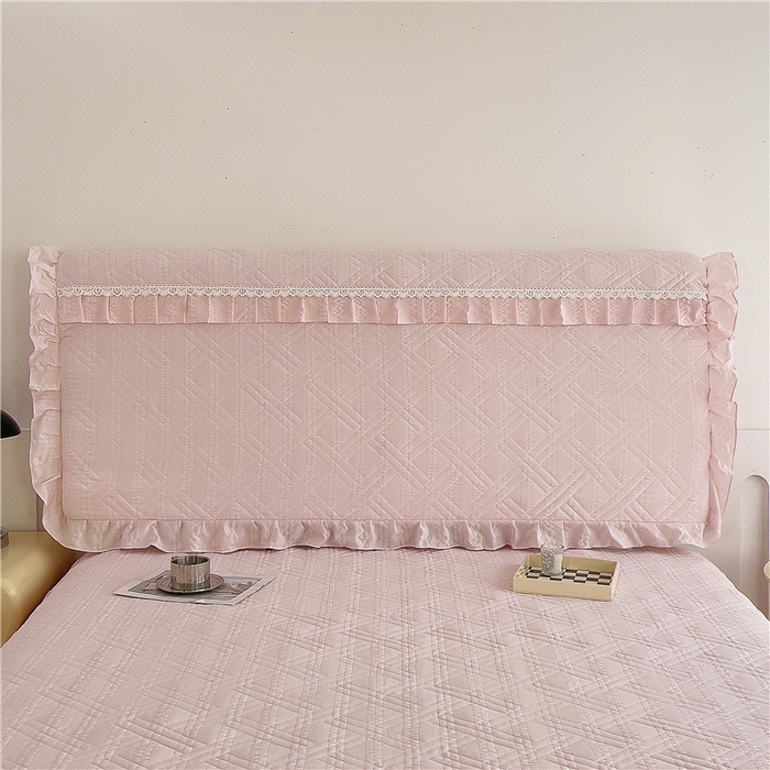 91家纺网 家纺一手货源 找家纺 2024新款亲肤水洗泡泡棉夹棉绗缝床裙款单品及套件 玉粉