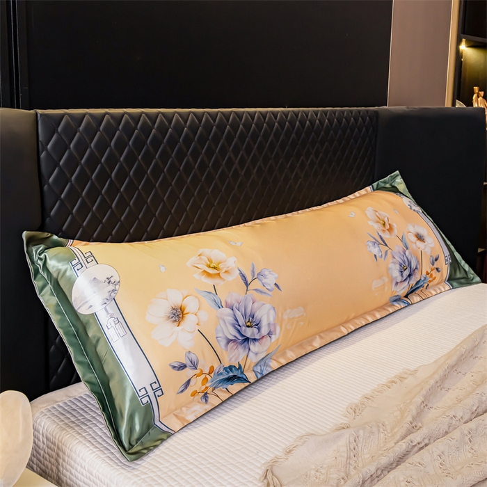 91家纺网 家纺一手货源 找家纺 梦舒羽2025新款可水洗冰丝双人枕套凉爽枕头套枕芯套 暗香