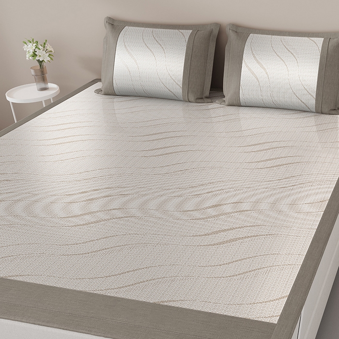 91家纺网 家纺一手货源 找家纺 伊被源 2024新款抗菌水洗绣花冰丝席--波澜 波澜-冰幻咖