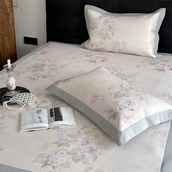 91家纺网 家纺一手货源 找家纺 三味舒屋 2026新款凉感抗菌防螨印花冰丝养生席手绘系列【花卉】床席款 雅韵