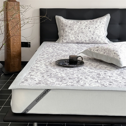 三味舒屋 2026新款凉感抗菌防螨印花冰丝养生席手绘系列【花卉】床席款 墨语