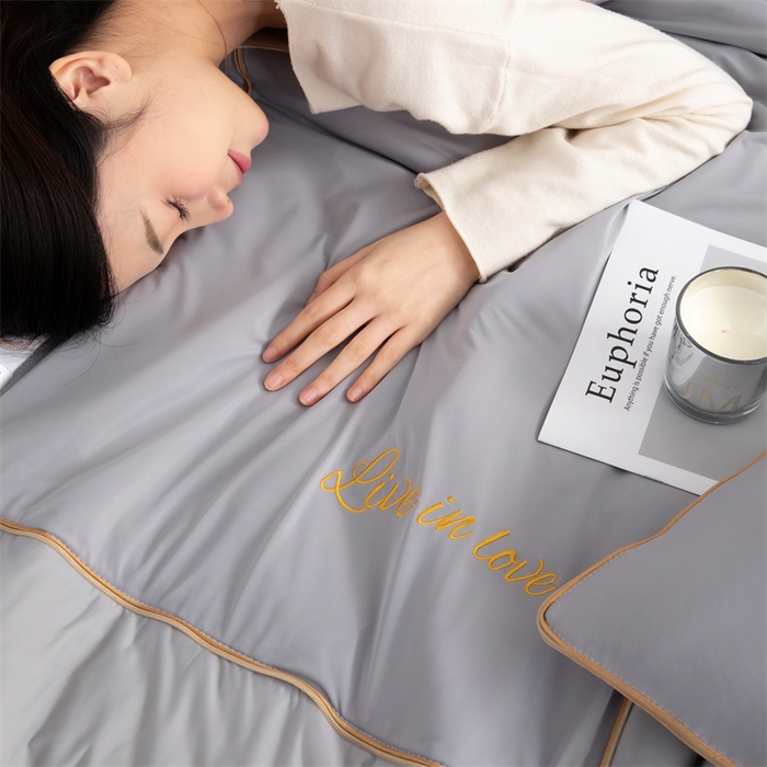 91家纺网 家纺一手货源 找家纺 照世 2024新款凉感丝轻奢抱枕被 天空灰