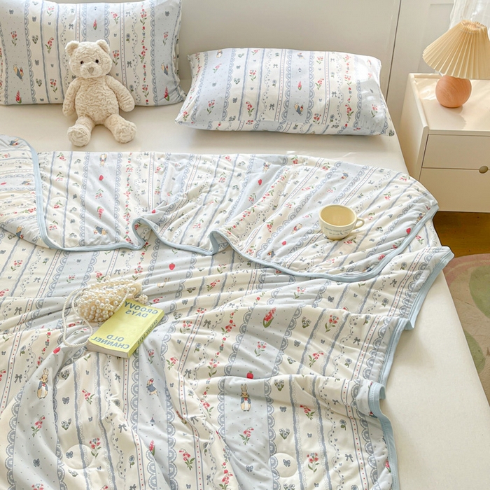 91家纺网 家纺一手货源 找家纺 葡萄家 2024新款A类母婴级大豆纤维牛奶丝针织棉夏凉被 奶昔小兔