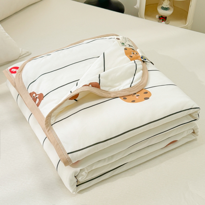 91家纺网 家纺一手货源 找家纺 葡萄家 2024新款A类母婴级大豆纤维牛奶丝针织棉夏凉被 曲奇饼干