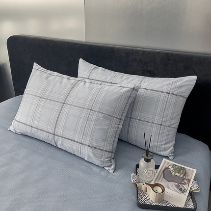 91家纺网 家纺一手货源 找家纺 （总）DoDo 兜兜 2024新款全棉纯棉简约条格单枕套可定制定做