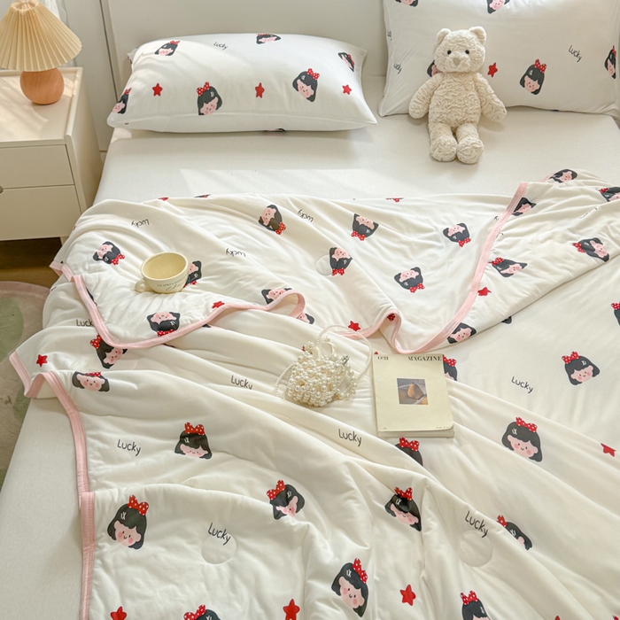 91家纺网 家纺一手货源 找家纺 葡萄家 2024新款A类母婴级大豆纤维牛奶丝针织棉夏凉被 可爱丸子