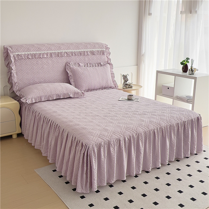 91家纺网 家纺一手货源 找家纺 （总）2024新款亲肤水洗泡泡棉夹棉绗缝床裙款单品及套件