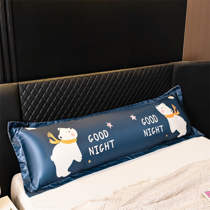 91家纺网 家纺一手货源 找家纺 梦舒羽2025新款可水洗冰丝双人枕套凉爽枕头套枕芯套 白白熊