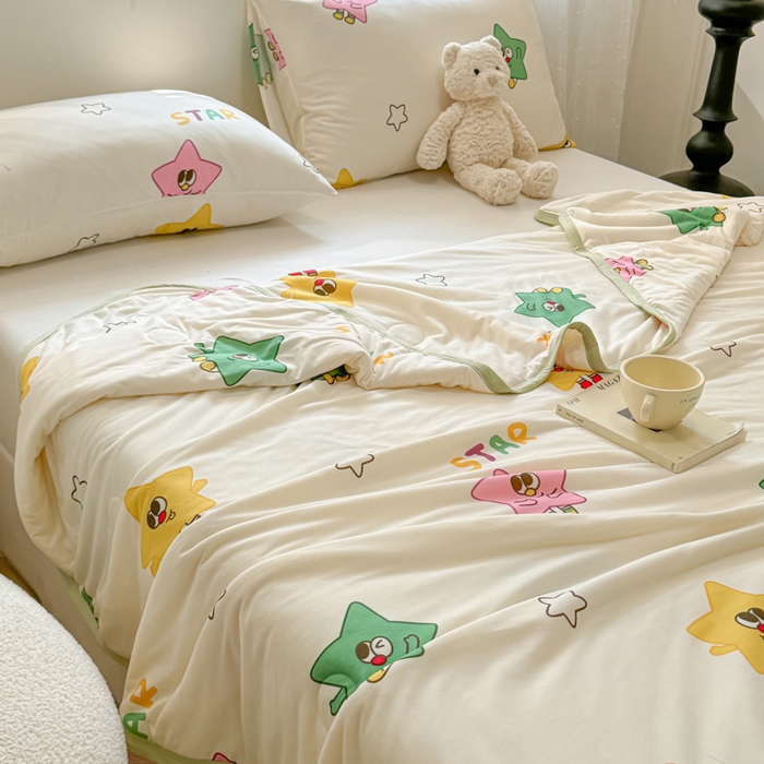 91家纺网 家纺一手货源 找家纺 葡萄家 2024新款A类母婴级大豆纤维牛奶丝针织棉夏凉被 满天星