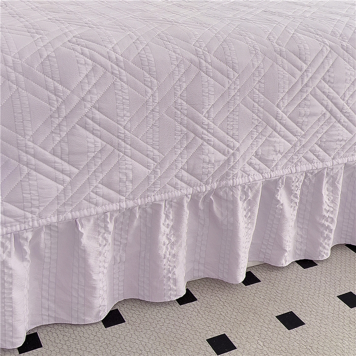 91家纺网 家纺一手货源 找家纺 十个点 2024新款软糯舒适水洗泡泡棉夹棉床盖款单品及套件 媚紫