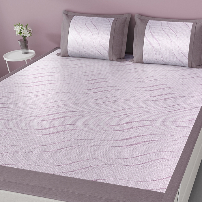 91家纺网 家纺一手货源 找家纺 伊被源 2024新款抗菌水洗绣花冰丝席--波澜 波澜-冰清紫