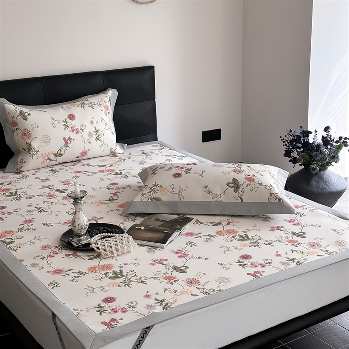 91家纺网 家纺一手货源 找家纺 三味舒屋 2026新款凉感抗菌防螨印花冰丝养生席手绘系列【花卉】床席款 花漾