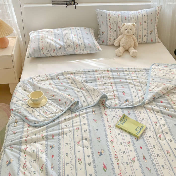 91家纺网 家纺一手货源 找家纺 葡萄家 2024新款A类母婴级大豆纤维牛奶丝针织棉夏凉被 奶昔小兔