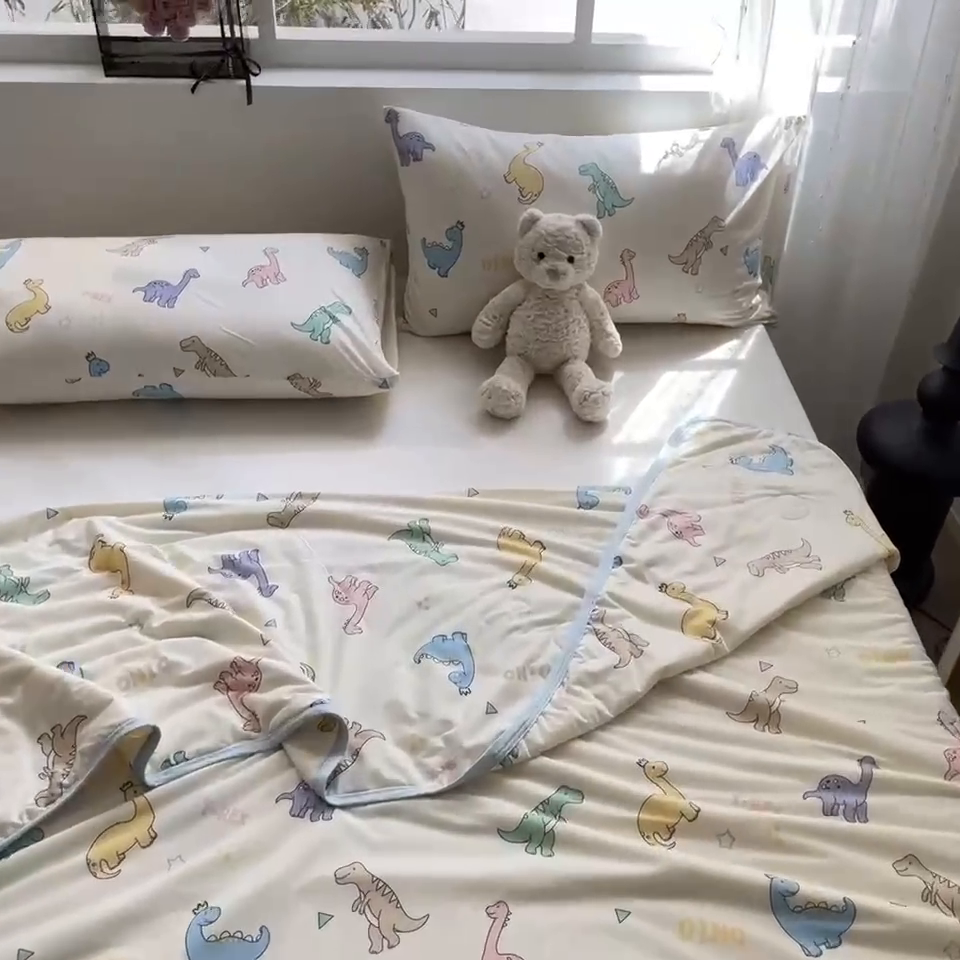 91家纺网 家纺一手货源 找家纺 葡萄家 2024新款A类母婴级大豆纤维牛奶丝针织棉夏凉被 马卡龙