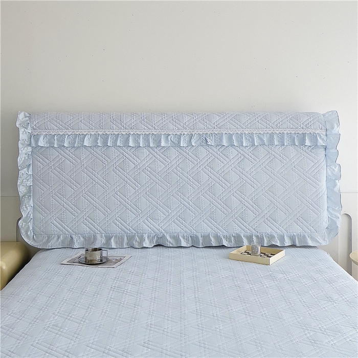 91家纺网 家纺一手货源 找家纺 十个点 2024新款亲肤水洗泡泡棉夹棉绗缝床裙款单品及套件 天蓝