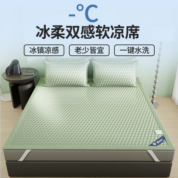91家纺网 家纺一手货源 找家纺 伊被源 2024新款冰豆豆凉感PE软凉席--映象 映象-绿
