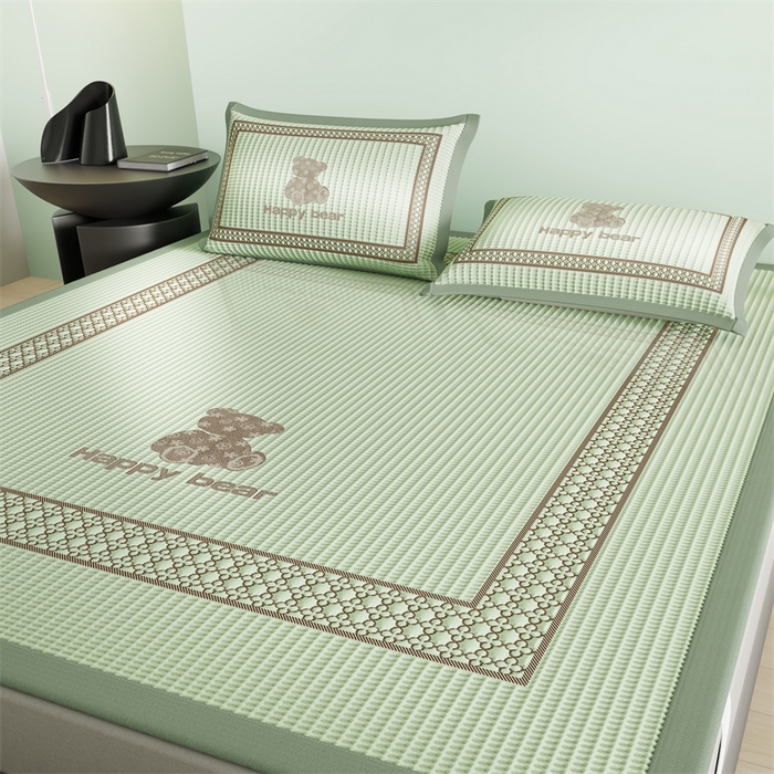 91家纺网 家纺一手货源 找家纺 伊被源 2024新款冰豆豆凉感PE软凉席--南极熊 南极熊-绿