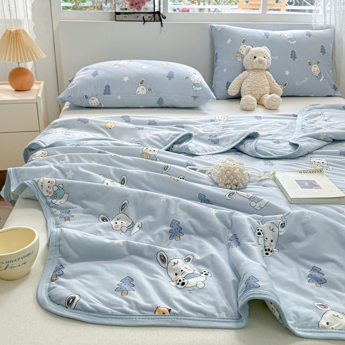 91家纺网 家纺一手货源 找家纺 葡萄家 2024新款A类母婴级大豆纤维牛奶丝针织棉夏凉被 小狗日记