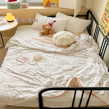 91家纺网 家纺一手货源 找家纺 顾里家纺 2024新款ins韩系华夫格夏凉被夏被空调被 趴趴星狗