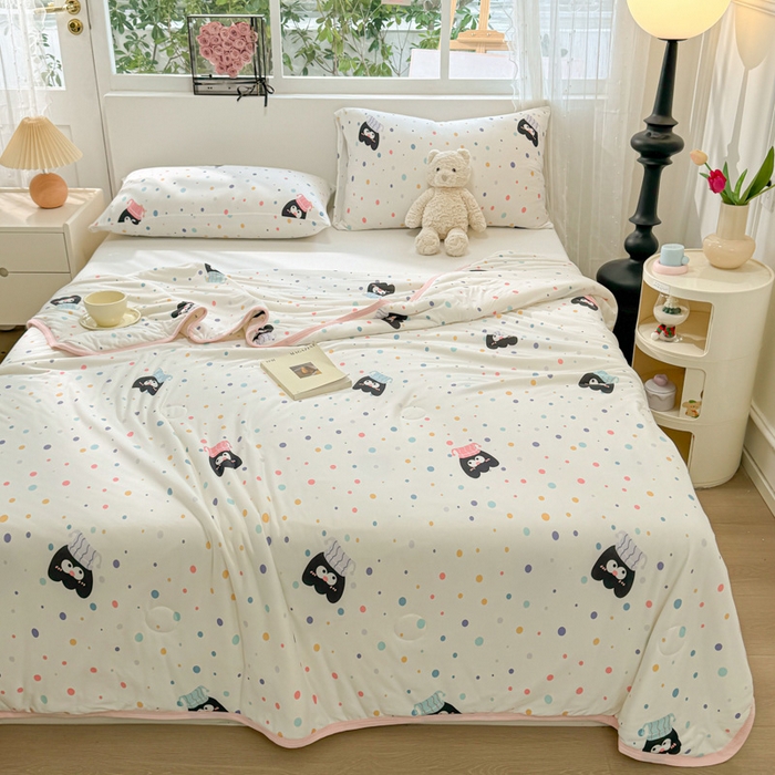 91家纺网 家纺一手货源 找家纺 葡萄家 2024新款A类母婴级大豆纤维牛奶丝针织棉夏凉被 奇趣豆豆