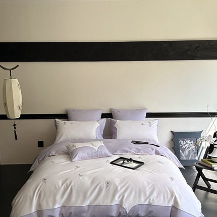 91家纺网 家纺一手货源 找家纺 FORTWO2024新款50S新中式长绒棉四件套-场景二 半听曲