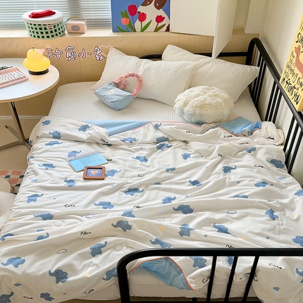 91家纺网 家纺一手货源 找家纺 顾里家纺 2024新款ins韩系华夫格夏凉被夏被空调被 治愈小象