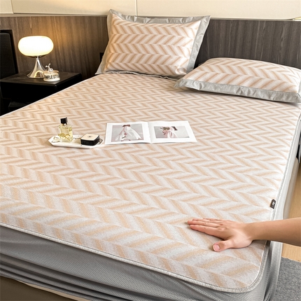 91家纺网 家纺一手货源 找家纺 （总）三味舒屋 2025新款轻奢主义抗菌防螨凉感提花冰丝养生席床笠款