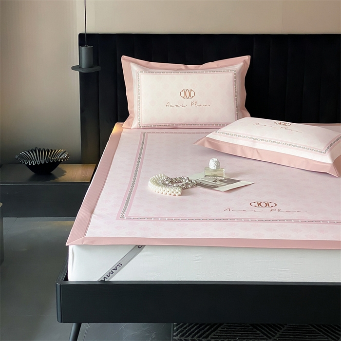 91家纺网 家纺一手货源 找家纺 三味舒屋 2025新款凉感抗菌防螨印花冰丝养生席手绘系列床席款【简欧】  安娜粉