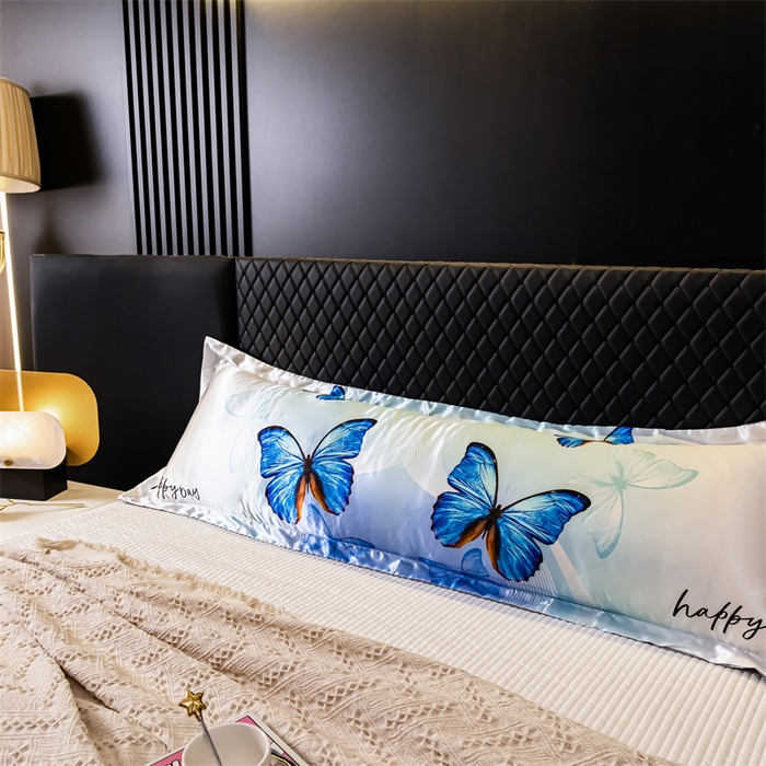 91家纺网 家纺一手货源 找家纺 梦舒羽2025新款可水洗冰丝双人枕套凉爽枕头套枕芯套 花蝴蝶