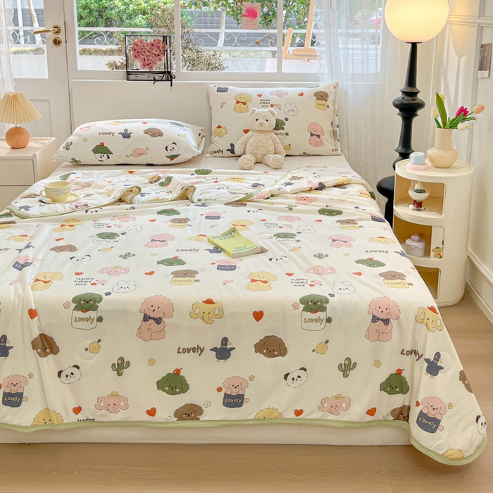 91家纺网 家纺一手货源 找家纺 葡萄家 2024新款A类母婴级大豆纤维牛奶丝针织棉夏凉被 游园记