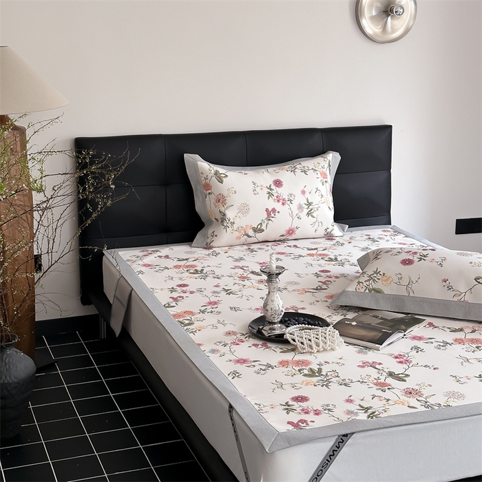 91家纺网 家纺一手货源 找家纺 三味舒屋 2026新款凉感抗菌防螨印花冰丝养生席手绘系列【花卉】床席款 花漾