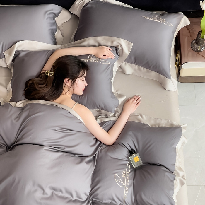 91家纺网 家纺一手货源 找家纺 瑞驰家纺 2024新款60兰精天丝四件套-罗莎琳 暮云灰