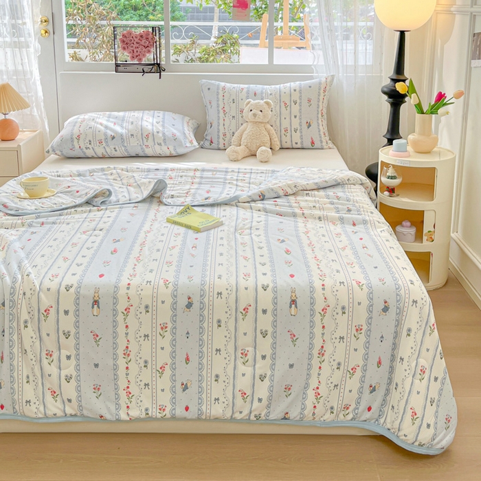 91家纺网 家纺一手货源 找家纺 葡萄家 2024新款A类母婴级大豆纤维牛奶丝针织棉夏凉被 奶昔小兔