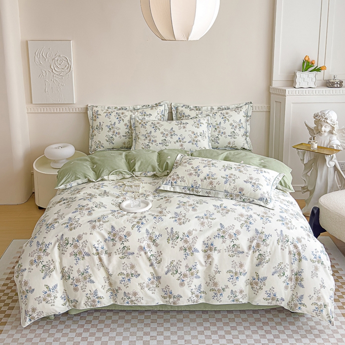 91家纺网 家纺一手货源 找家纺 丽卡家纺  家居馆 2024新款全棉四件套纯棉四件套碎花四件套 云中忆