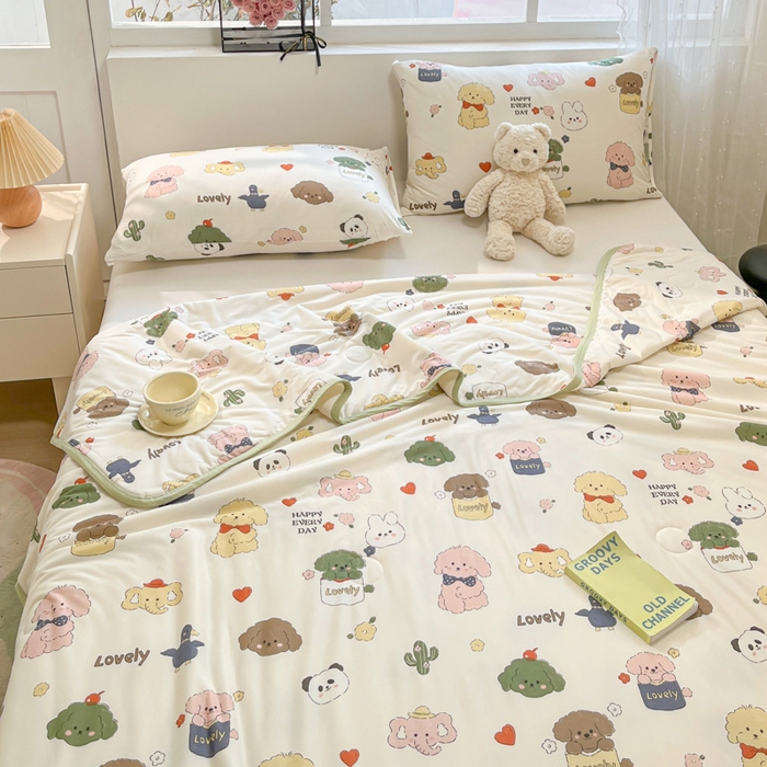 91家纺网 家纺一手货源 找家纺 葡萄家 2024新款A类母婴级大豆纤维牛奶丝针织棉夏凉被 游园记