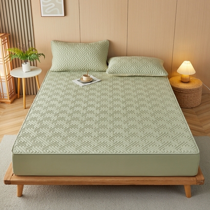 91家纺网 家纺一手货源 找家纺 （总）蕾诺家纺 2024新款纯色水洗纯棉夹棉防水床笠