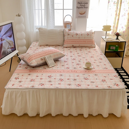 顾里家纺 顾里家纺 2024新款凉感丝数码印花INS风大版凉席三件套 格子花花