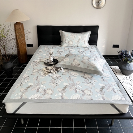 三味舒屋 2026新款凉感抗菌防螨印花冰丝养生席手绘系列【花卉】床席款 兰亭