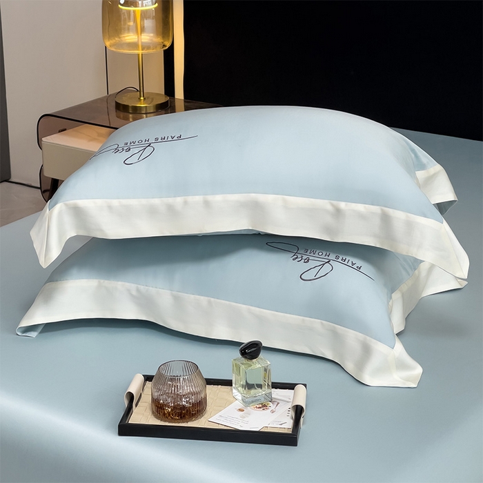 91家纺网 家纺一手货源 找家纺 瑞驰家纺 2024新款60兰精天丝四件套-罗莎琳 天水蓝