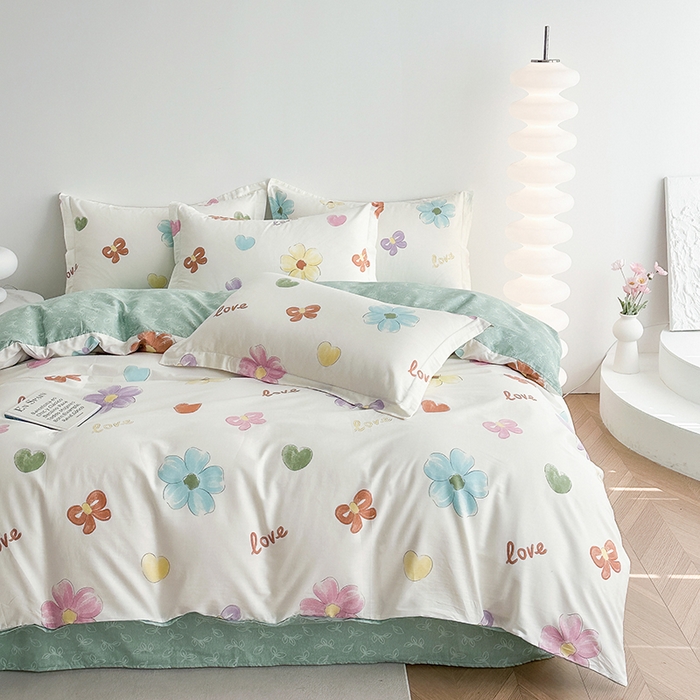 91家纺网 家纺一手货源 找家纺 凌云家纺 2025新款A类13372全棉床单款四件套学生宿舍三件套 繁花世界