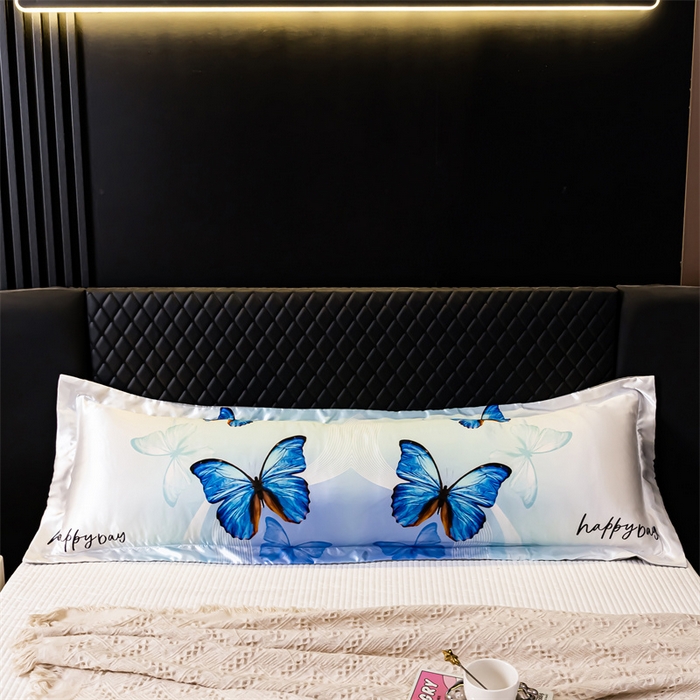 91家纺网 家纺一手货源 找家纺 梦舒羽2025新款可水洗冰丝双人枕套凉爽枕头套枕芯套 花蝴蝶