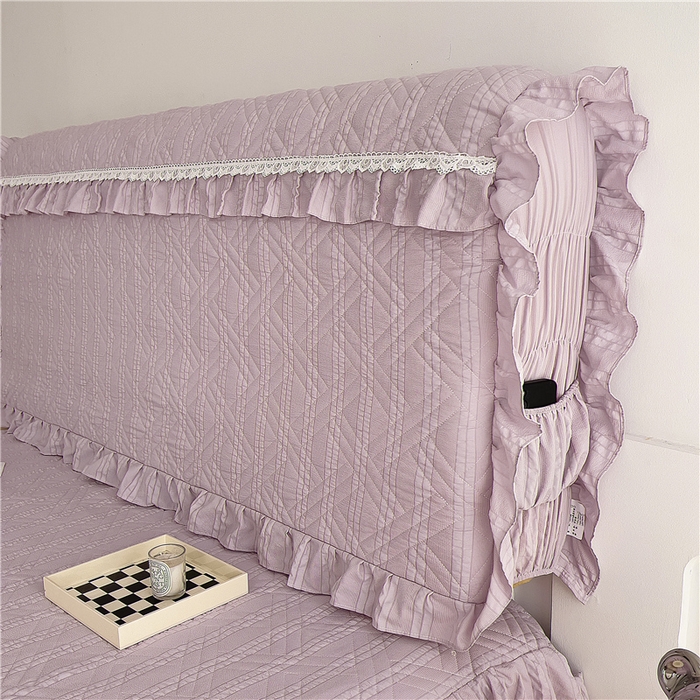 91家纺网 家纺一手货源 找家纺 十个点 2024新款亲肤水洗泡泡棉夹棉绗缝床裙款单品及套件 豆沙