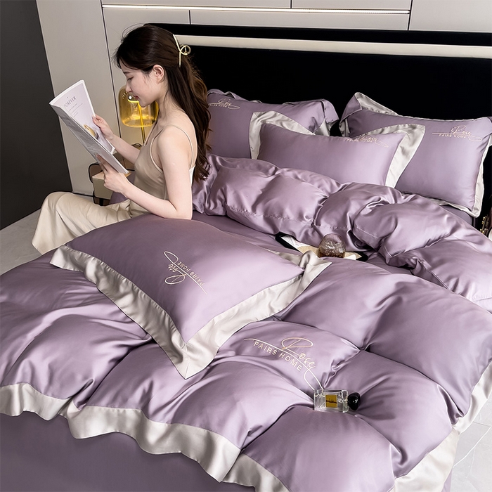 91家纺网 家纺一手货源 找家纺 瑞驰家纺 2024新款60兰精天丝四件套-罗莎琳 山岚紫