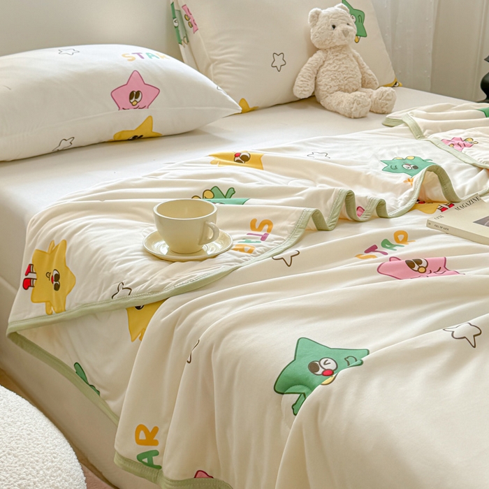 91家纺网 家纺一手货源 找家纺 葡萄家 2024新款A类母婴级大豆纤维牛奶丝针织棉夏凉被 满天星