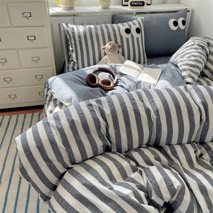 91家纺网 家纺一手货源 找家纺 （总）丽涵家纺 2025新款全棉多巴胺混搭色织水洗棉四件套学生三件套