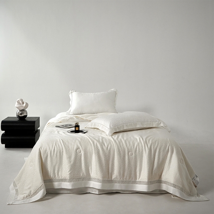 91家纺网 家纺一手货源 找家纺 纪梵茜 2025新款A类天丝蚕丝夏被四件套天丝提花空调被