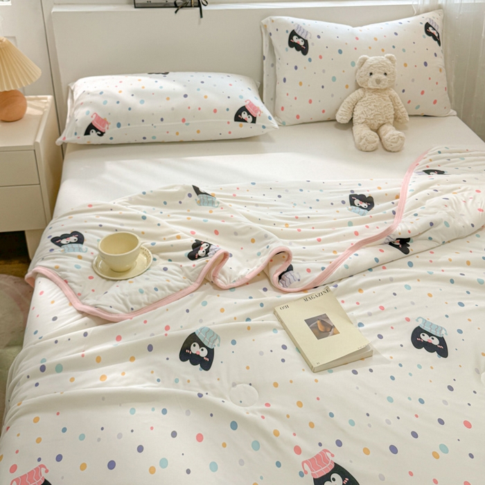 91家纺网 家纺一手货源 找家纺 葡萄家 2024新款A类母婴级大豆纤维牛奶丝针织棉夏凉被 奇趣豆豆