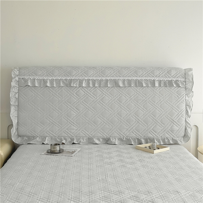 91家纺网 家纺一手货源 找家纺 2024新款亲肤水洗泡泡棉夹棉绗缝床裙款单品及套件 银灰